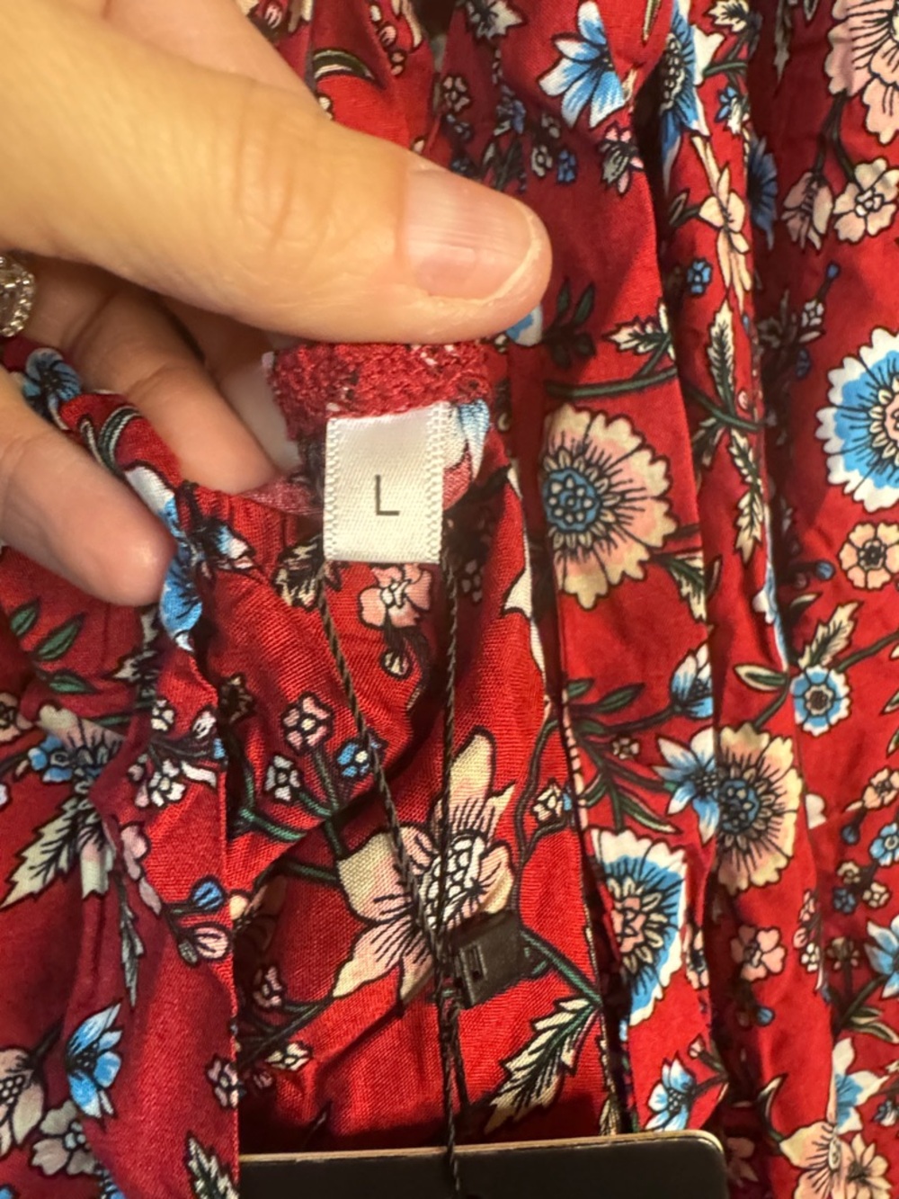 Kohl's Red Floral Halter Maxi Dress with Blue & Cream Border - Picture 10 of 11